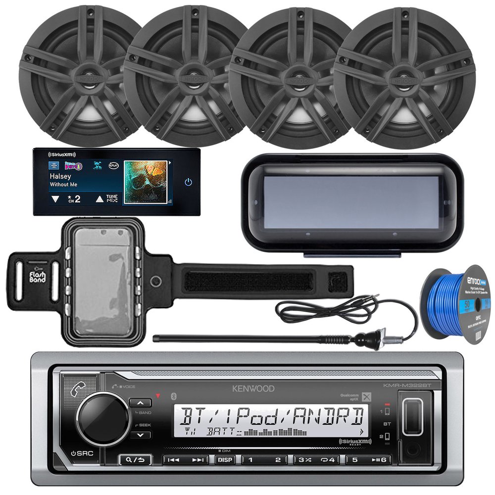 Kenwood Marine Bluetooth Receiver, Radio Cover, 4x Enrock Marine 2Way