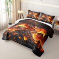 thumbnail image 3 of Feelyou Volcano Red Mountain Dragon Twin Quilt Set for Boys Men, Dark Sky Animal Twin Coverlet Set, Orange, 2 Pieces, 3 of 7