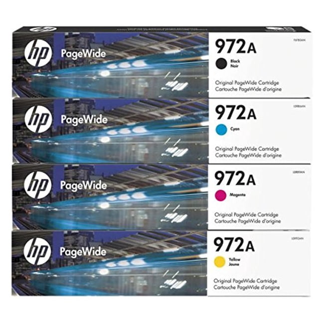 Cartucho de tinta HP 972A original PageWide, juego de 4 colores