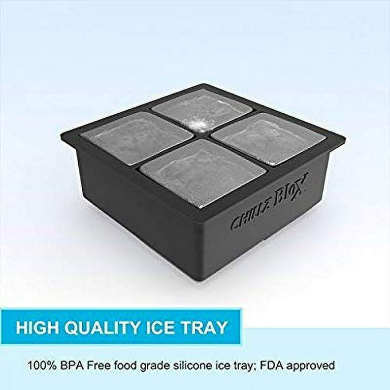 Chillz Silicone Ice Cube Trays - Large Ice Cube Tray Set for Whiskey with Giant  Ice Cubes Molds - Flexible Rubber Plastic Stackable Herb Freezer Tray  Storage (2 Pk) 
