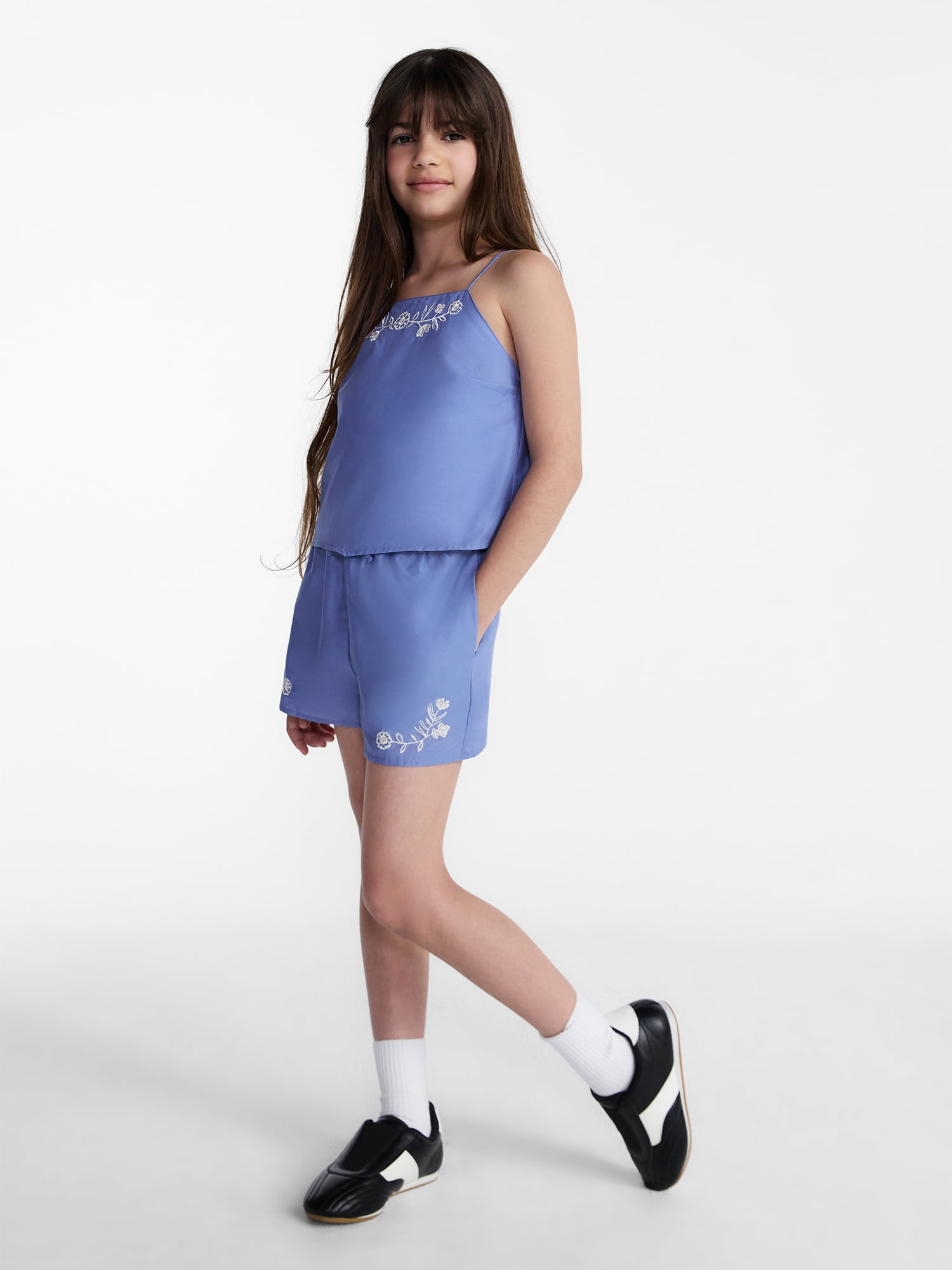 Weekend Academy Girls Embroidered Cotton Shorts, Sizes 4-18