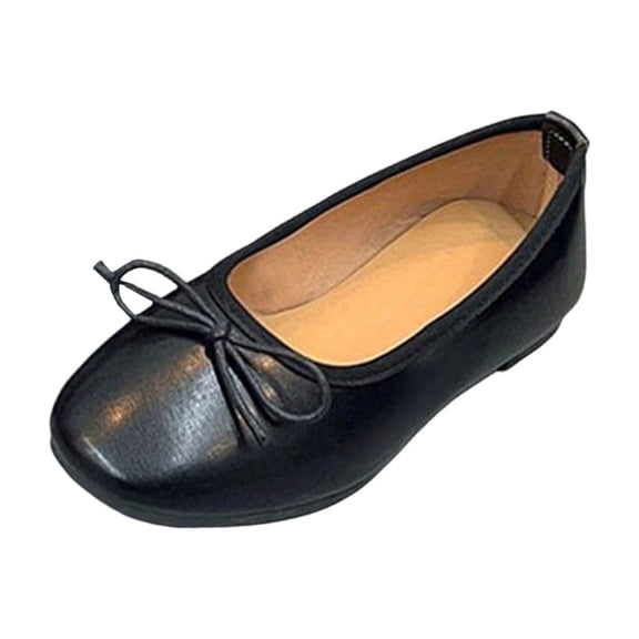 Xfvqtps Womens Soft Leather Flat Shoes Round Toe Slip on Casual Comfortable Bow Accent Spring Summer Shoes Black