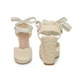 thumbnail image 4 of BLISSFUL STEP Sandales Compensées à Plateforme à Lacets Style Espadrille pour Femmes Beige 9, 4 of 5