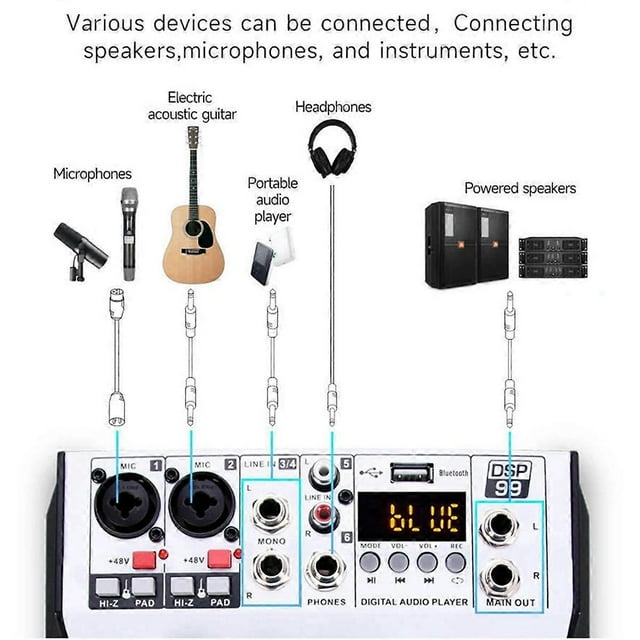 Professional Digital 4 Channel Audio Mixer Sound Mixing Console (EU)