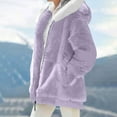 thumbnail image 4 of iHPH7 Fleece Jacket Warm Winter Coats for Women Fleece Jacket Women Full Zip Sherpa Jacket Women Winter Outfits for Women Fleece Hoodie Warm Jackets for Women Light Violet XXL, 4 of 9