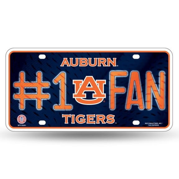 Auburn-Tiger's #1 Fan Metal License Plate Auto Tag - Number One! Let's Go!!