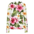 thumbnail image 5 of Uaswgudfs Women's UPF 50+ Sun Protection Hoodie Zip-Up Rash Guard with Thumbholes Tropical Floral Print for Beach Vacation Swimming, 5 of 5