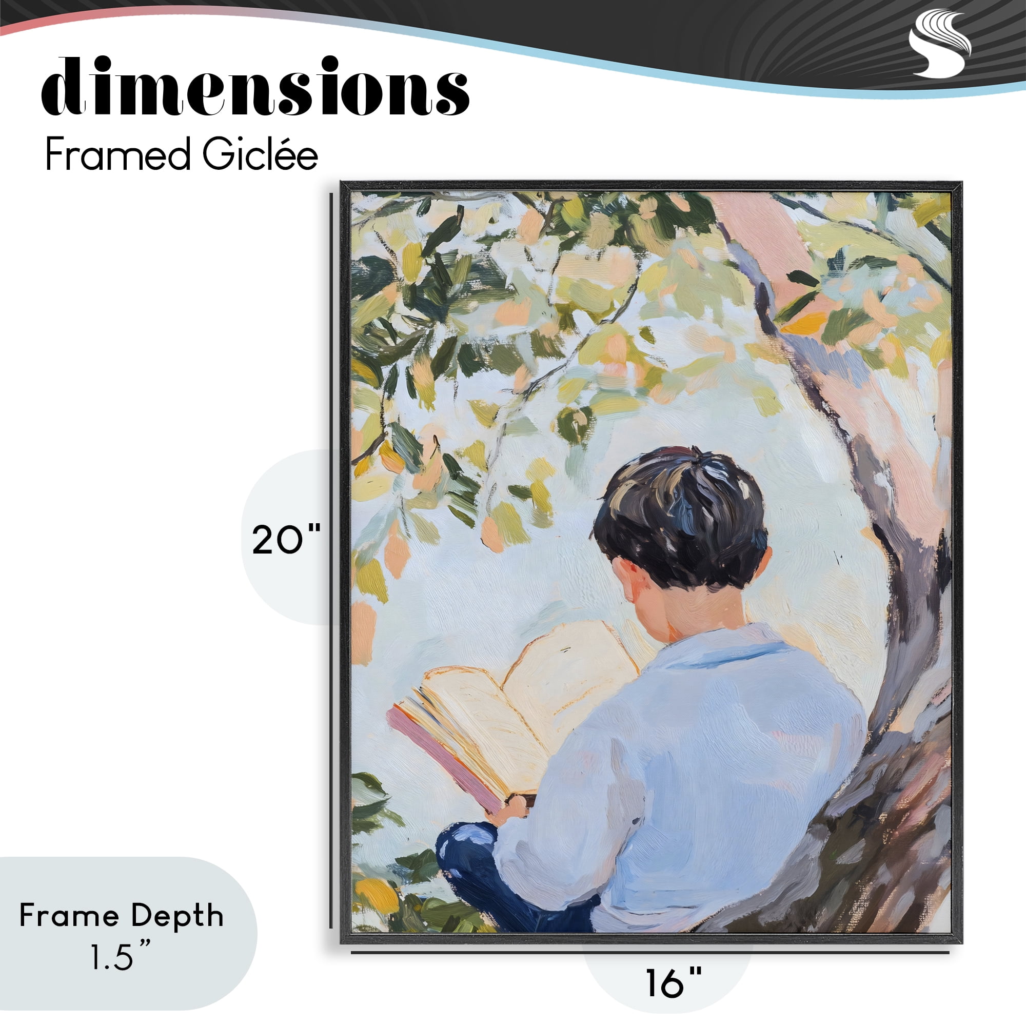 Stupell Industries Boy Reading in Nature Black Framed Giclee Art, design by The Prints Vibe