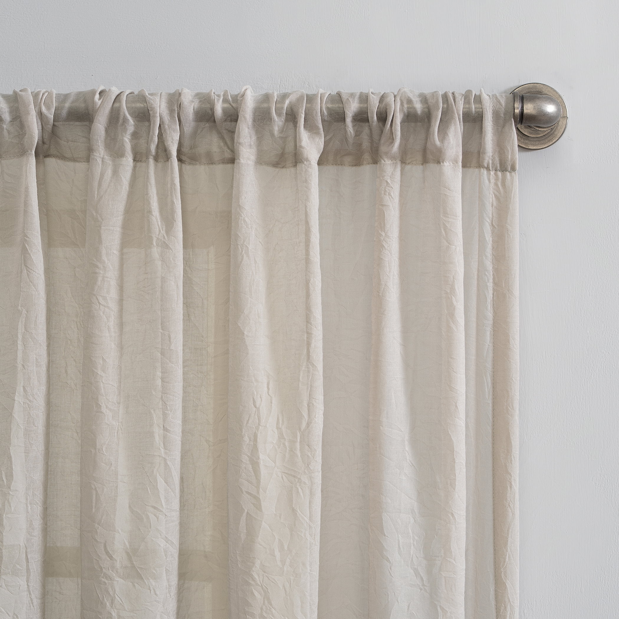 Mainstays Linen Textured Semi-Sheer Rod Pocket Curtain Panel, 50"x84", Stone
