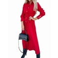 thumbnail image 2 of Women'S Midi Dress Long Sleeve Button Down Belted Flowy Shirt Dress Red XXXL, 2 of 8