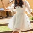 thumbnail image 1 of Mini vestido de señora Vestido informal con mangas abullonadas sólidas Vestido de fiesta cómodo Vestidos de noche Hugtrwg  Para estrenar, 1 of 7