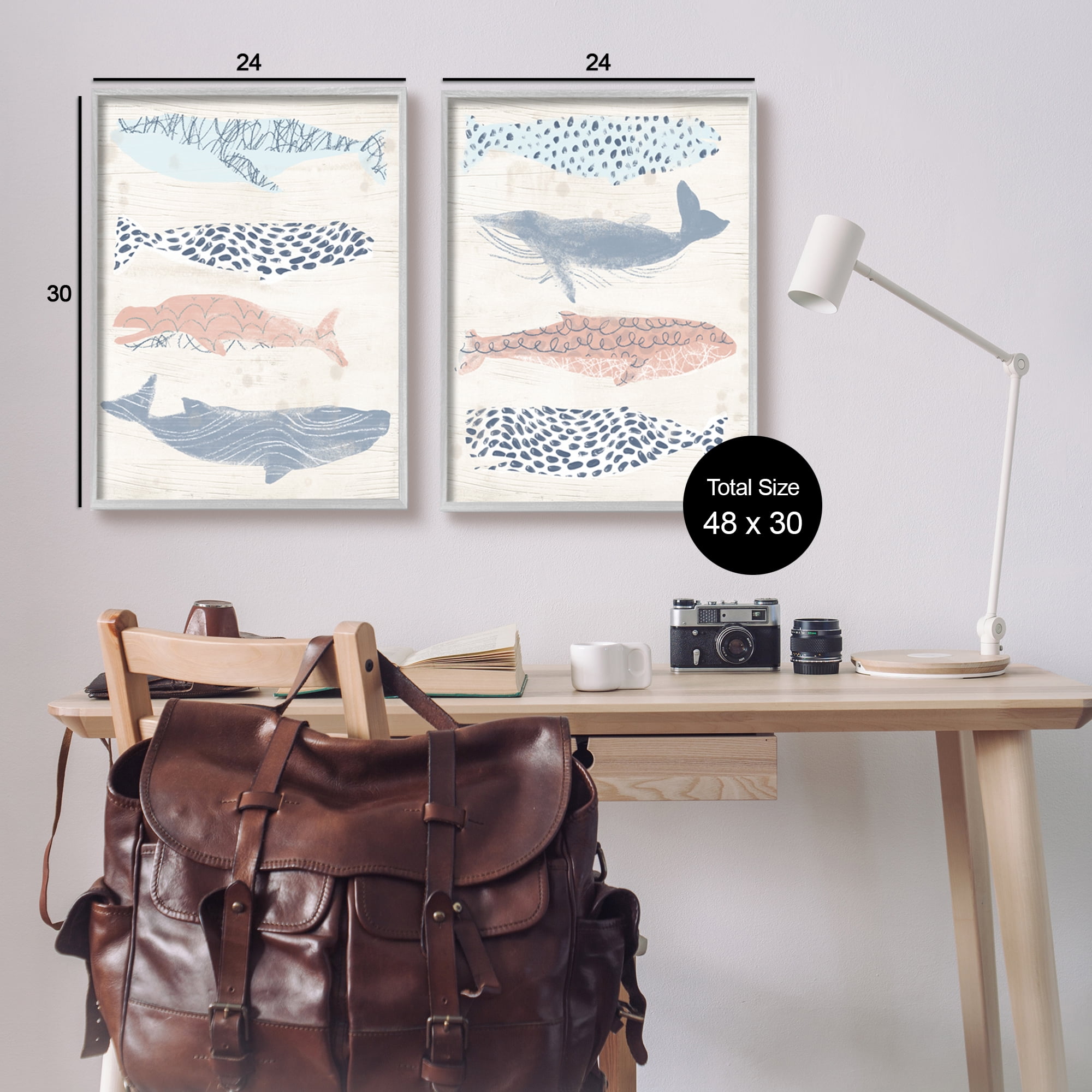 Stupell Industries Rustic Patterned Sea Life Animals & Insects Painting Gray Framed Art Print Wall Art, 24 x 30