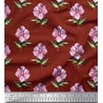thumbnail image 1 of Soimoi Red Velvet Fabric Dot & Floral Print Fabric by the Yard 60 Inch Wide, 1 of 3