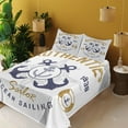 thumbnail image 4 of Ambesonne Nautical Fitted & Top Sheet Set with Shams, Lifeboy Rudder Captain, Pale Brown Blue White, 4 of 8