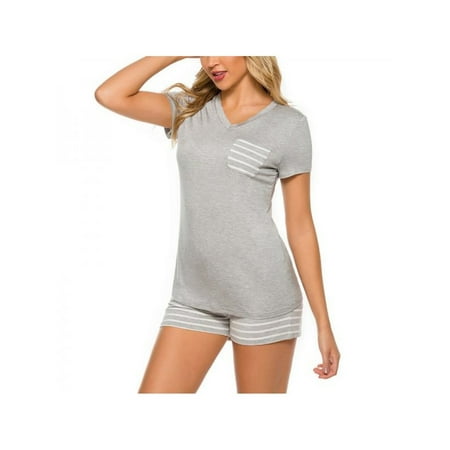 

TOPWONER Women’s Solid Pajama Set Short Sleeve Tee and Shorts 2 Piece Outfit Sleepwear Sets Loungewear Pjs