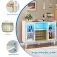 thumbnail image 4 of DEXTRUS Wine Bar Cabinet with Power Outlet & LED Light, Cabinet with Wine Rack & Glass Holder, White, 4 of 8