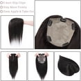 thumbnail image 6 of MY-LADY Human Hair Toppers 15*15CM Silk Base Straight Topper 100% Remy Human Hair Piecesr (Dyed/Ironed/Cutted) 14inch #1B Natural Black, 6 of 8