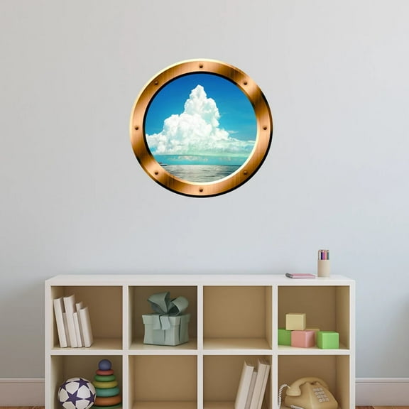 VWAQ 3D Ocean Porthole Sea Wall Decal Peel And Stick Decor VWAQ-BP40 (24" Diameter)