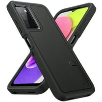 for Galaxy A03s Case with Kickstand, [10FT Military Drop Protection] Rugged Heavy Duty Hard PC Soft Silicone Rubber Bumper Hybrid Triple-Layer Case for Samsung Galaxy A03s,
Black Black