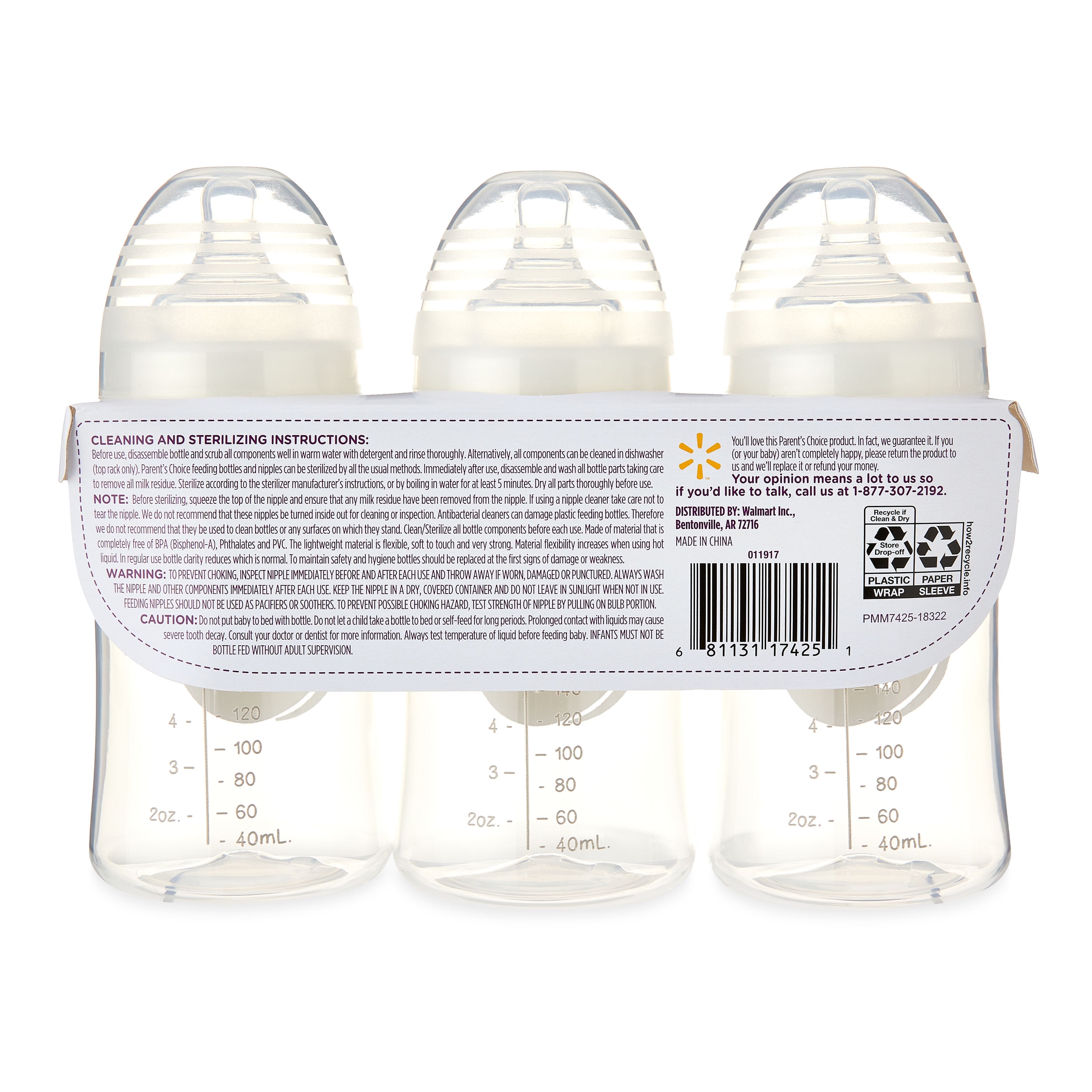 Parent's Choice 9oz Stainless Steel Single Wall Wide Neck Baby Bottle, Ages  0+ Months