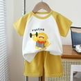 thumbnail image 2 of Dezsed Toddler Baby Boy Clothing Sets Kids Summer Cute Printed Round Neck Short Sleeve T-Shirts Tops Shorts 2Pcs Clothes Set Yellow 5-6 Years, 2 of 3