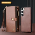 thumbnail image 7 of for Samsung Galaxy S23 Plus PU Leather Detachable Magnetic Wallet Case, Zipper Pocket Card Slots Multifunctional Rugged Full Body Protection Wrist Strap Magnetic Buckle for Galaxy S23 Plus - Brown, 7 of 7