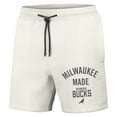 thumbnail image 2 of Men's NBA x Staple Cream Milwaukee Bucks Heavyweight Fleece Shorts, 2 of 3