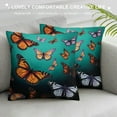thumbnail image 3 of COMIO  Blue and Orange Monarch Butterfly Pattern Throw Pillow Covers Sofa Pillowcase Car Square Throw Pillowcases Home Decoration, 3 of 5