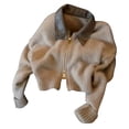 thumbnail image 2 of Women'S French Vintage Knit Sweater Turn-Down Collar Long Sleeve Y2K Zip Front Cardigan Khaki S, 2 of 10