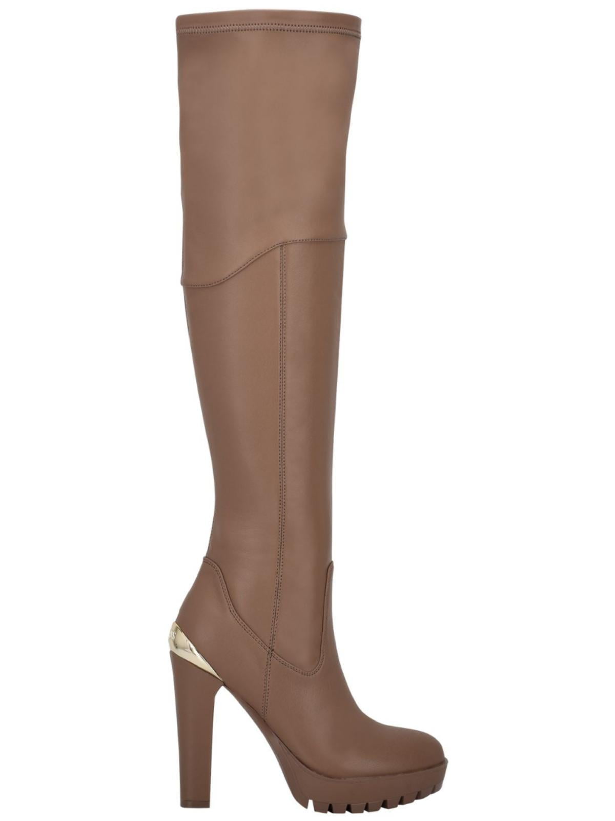 Guess Womens Taylin Faux Leather Lugged Sole Thigh High Boots Walmart