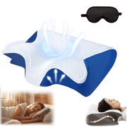 2026 New Sleep Apnea Pillow, Ergonomic Contour Support Pillows, 2 in 1 Neck Support Pillow for Sleeping, Breathable Comfortable, for Side & Back Sleepers(Blue)