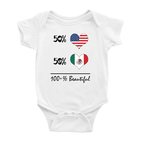 50% Mexicon + 50% American = 100+% Beautiful Mexico Cute Baby Bodysuit For Boy Girl