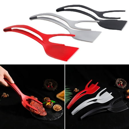 

Ludlz Frying Shovel Clip Food Grade Heat-Resistant BPA Free Ergonomic Handle Comfortable Grip Non-slip Bread Food Clip Steak Frying Spatula Kitchen Supplies