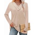 thumbnail image 2 of Women Long Sleeve Tunic Shirts Fall Outfits V Neck T Shirts Button Down Tunic Tops Fashion Clothing Business Tops Casual Loose Work Clothes Sweatshirt, 2 of 4