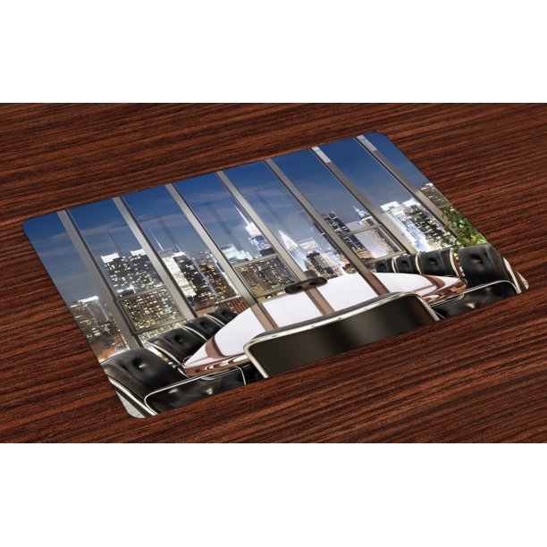 Modern Placemats Set of 4 Business Office Conference Room Table Chairs
