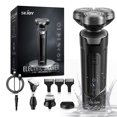 thumbnail image 3 of Sejoy Men's Electric Shaver, 5 in 1 Rotary Razor Trimmer, Cordless Rechargeable Waterproof, Black, 3 of 10