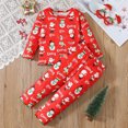 thumbnail image 2 of Wenfanal Boys Pjs Long Sleeve Boys Pajamas Kids Toddler Girl Pajamas Pj Set Girls Christmas Comfortable Breathable Long Sleeved Home Clothes Cute Pattern Homewear Set Size 3-4 Years,Red, 2 of 9
