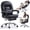 Black, variant on YANGLI Ergonomic Office Chair with Foot Rest, Criss Cross Chair with Wheels, Reclining Executive Office Chair, Mid Back PU Leather, Lumbar Support, Black