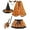 5PCS Orange witch set, variant on WIBACKER 5-Pieces Girls Halloween Skeleton Costume Set 2-8Y Kids Tutu Skirt with Cape, Headband, Witch Broom and Hat, Toddler Dress Up Gift