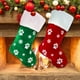 thumbnail image 1 of Medias grandes de Navidad JAMW 2 uds 8,7x18,1 pulgadas Patrón de copo de nieve estampado de pata de perro Rojo Verde, 1 of 5