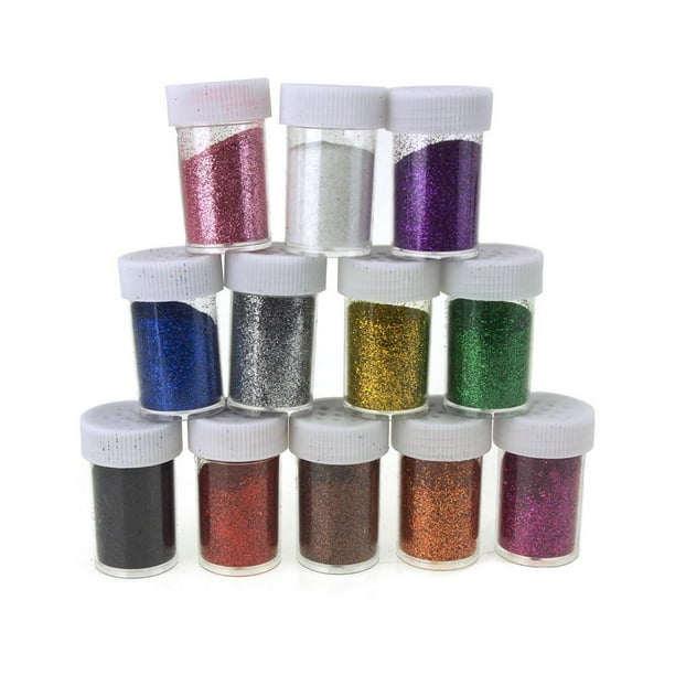 Fine Glitter in Plastic Bottle, 0.6 Ounce, 12Piece, MultiColor