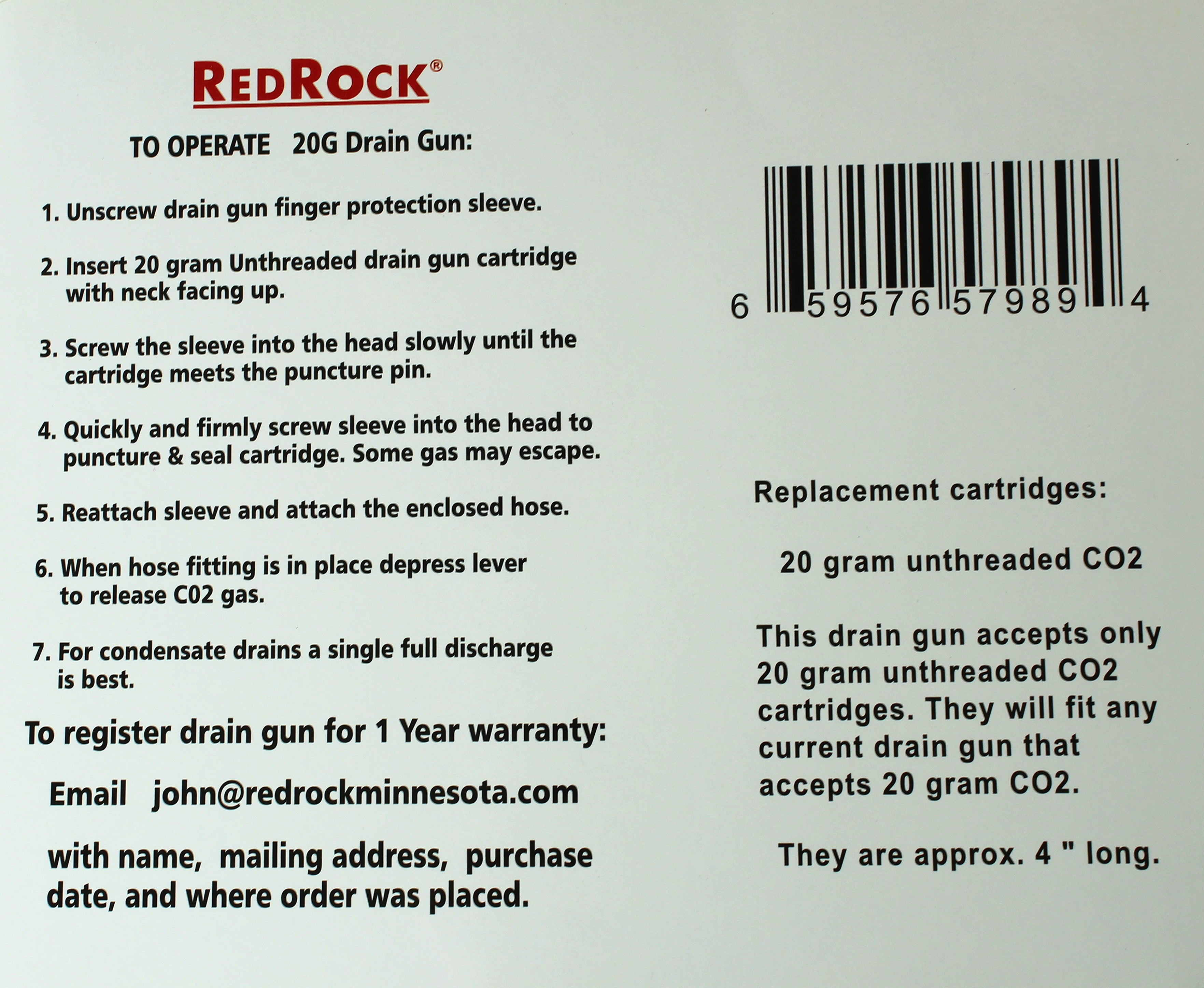 RedRock 20g HVAC Drain Line Cleaning – Reusable CO₂ HVAC Blaster Tool | with 5x 20g Cartridges | Fast, DIY Air Conditioner Tool