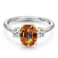 thumbnail image 3 of Gem Stone King 10K Two Tone Gold Ecstasy Mystic Topaz and White Topaz Engagement Ring for Women | 2.66 Cttw | Oval 9X7MM | Gemstone November Birthstone | Size 8, 3 of 6