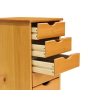 Jela Solid Wood 6 Drawer Roll Cart in Med Pine