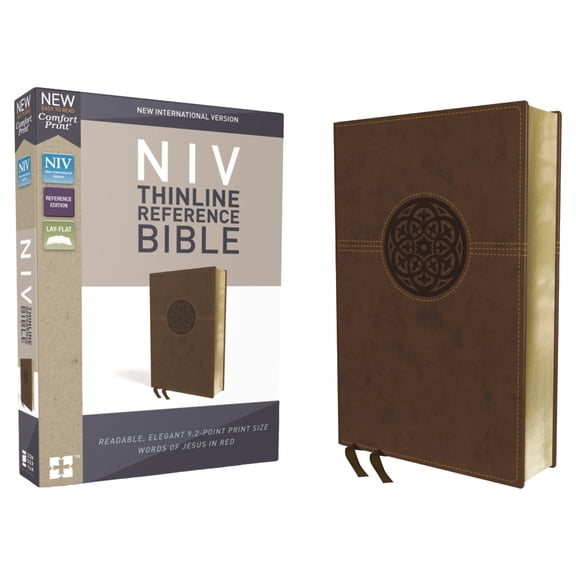 NIV, Thinline Reference Bible, Imitation Leather, Brown, Red Letter Edition, Comfort Print (Hardcover)