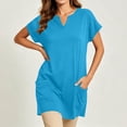 thumbnail image 3 of TGSLY Women's V Neck Tunic Tops Dressy Casual Short Sleeve Solid Color Shirts Relaxed A-Line Fit Curved Hem Blouses with Side Pockets XXXXXL, 3 of 7