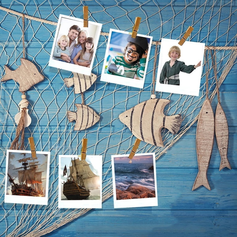 decorative fish net with shells Rosoz Nature Wall Decoration Shells, Ocean Themed Wall Hangings Fishing Net Party Decor for Pirate Party,Wedding,Photographing Decoration : Home & Kitchen Package Included Boao 28 Pcs Fishnet Decorative