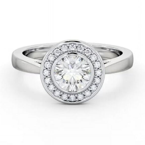 Cloud Jewelry 14K White Gold Plated Anniversary Rings - 1.8 Ct Round Cut Diamond Wedding Rings - Elegant Designer Halo and Bezel Set Jewelry - Silver Diamond Rings for Special Occasions