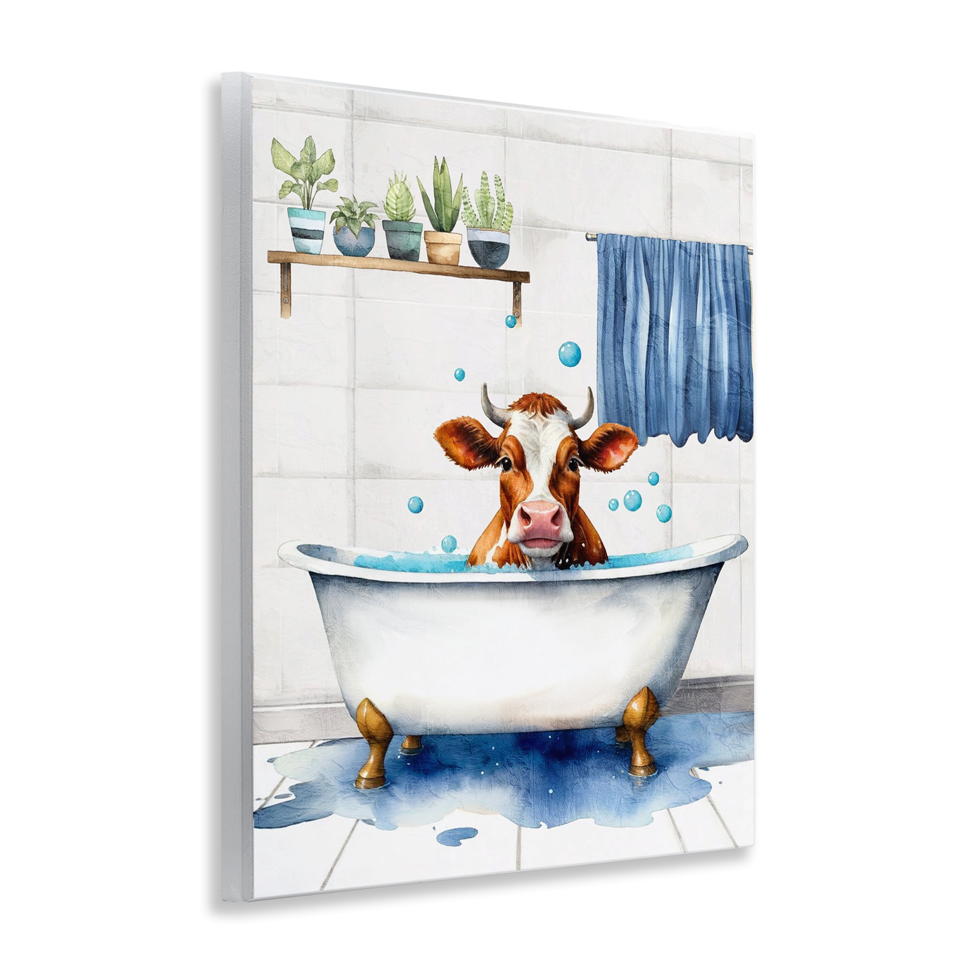 Stupell Industries Cattle Bathtime Suds Bath & Laundry Painting Unframed Art Print Wall Art, 11 x 14