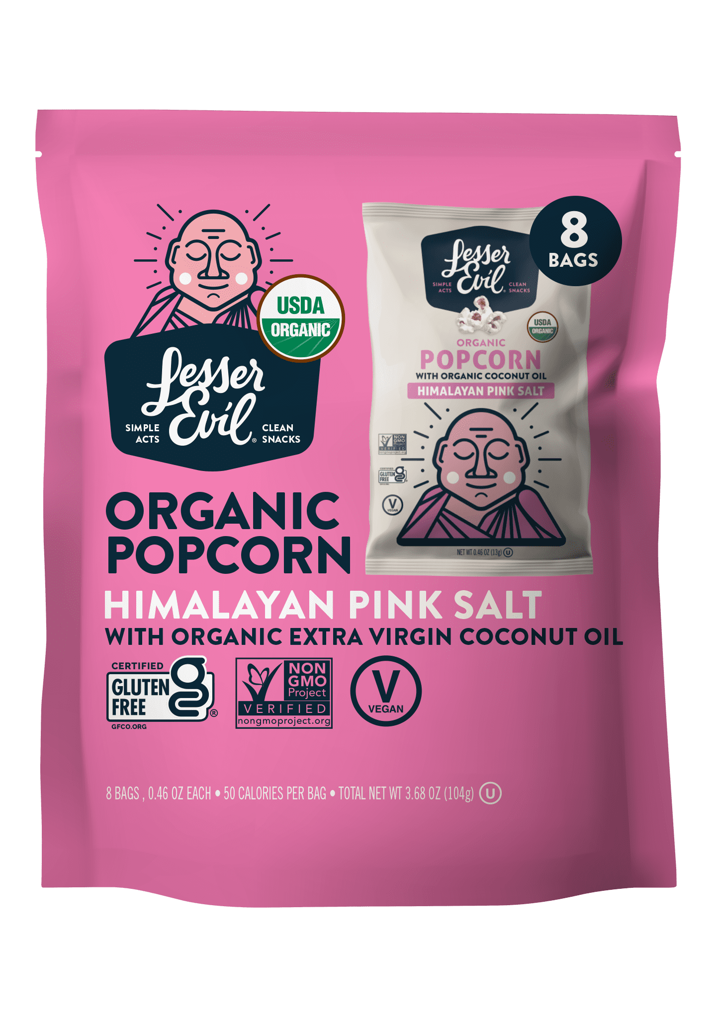 LesserEvil, Himalayan Pink Salt Organic Popcorn Snack Pack Walmart
